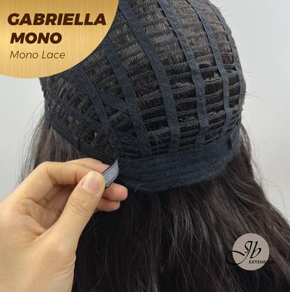 JBEXTENSION GABRIELLA MONO Monofilament Handmade Wig 6X5 Full Monofilament Hand Tied Top Wig 20 Inches Black Wave Mono Lace Wig With Anti-slip Silicone Strips Glueless Wig GABRIELLA MONO【BENDY EAR TABS】