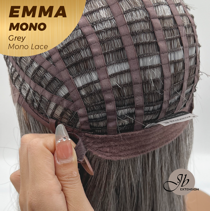 [FINAL SALE] JBEXTENSION EMMA MONO Monofilament Handmade Wig 6X5 Full Monofilament Hand Tied Top Wig 14 Inches Grey Mono Lace Wig With Anti-slip Silicone Strips Glueless Wig EMMA MONO GREY【BENDY EAR TABS】