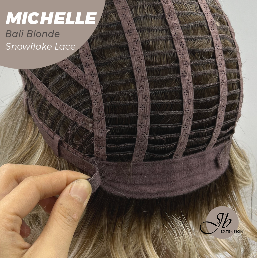 JBEXTENSION 10 Inches Bali Blonde Pre-Cut Side Part Snowflake Lace Frontlace Glueless Wig MICHELLE BALI BLONDE【BENDY EAR TABS】- S/M