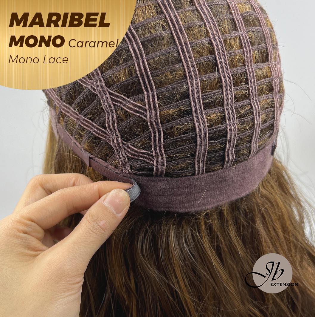 HOT OF SEASON - 16 Inches Caramel Wave Monofilament Handmade Wig 6X5 Full Monofilament Hand Tied Top Wig Lace Wig With Anti-slip Silicone Strips Glueless Wig MARIBEL MONO CARAMEL【BENDY EAR TABS】
