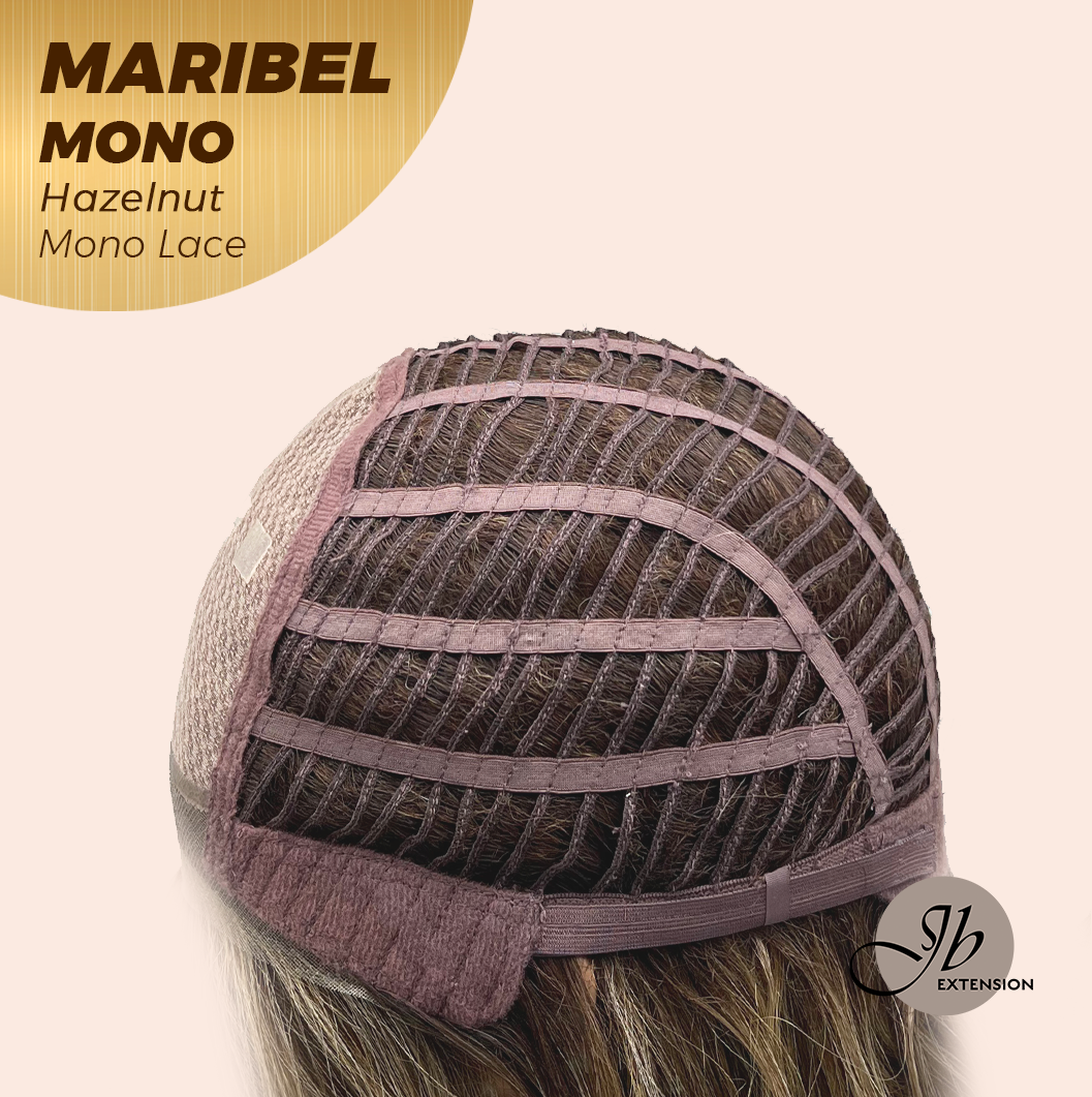 JBEXTENSION MARIBEL MONO HAZELNUT Monofilament Handmade Wig 6X5 Full Monofilament Hand Tied Top Wig 16 Inches Hazelnut Wave Mono Lace Wig With Anti-slip Silicone Strips Glueless Wig MARIBEL MONO HAZELNUT【BENDY EAR TABS】