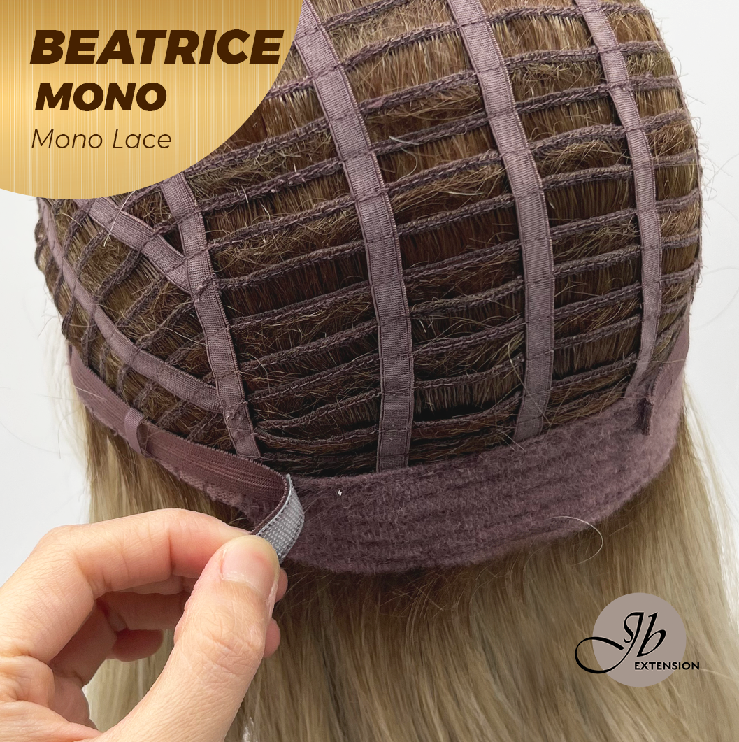 JBEXTENSION BEATRICE MONO Monofilament Handmade Wig 6X5 Full Monofilament Hand Tied Top Wig 17 Inches Golden Blonde Mono Lace Wig Glueless Wig BEATRICE MONO【BENDY EAR TABS】