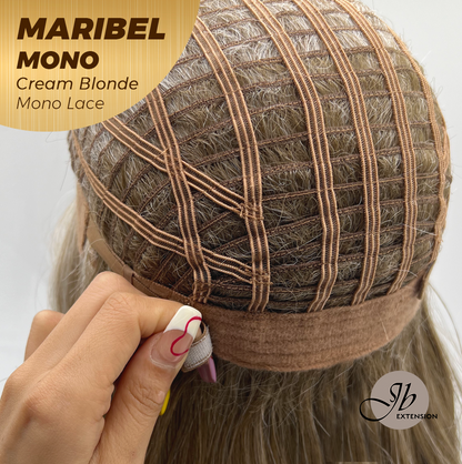 JBEXTENSION MARIBEL MONO CREAM BLONDE Monofilament Handmade Wig 6X5 Full Monofilament Hand Tied Top Wig 16 Inches Cream Blonde Wave Mono Lace Wig With Anti-slip Silicone Strips Glueless Wig MARIBEL MONO CREAM BLONDE【BENDY EAR TABS】