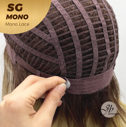 [FINAL SALE] JBEXTENSION SG MONO Monofilament Handmade Wig 6X5 Full Monofilament Hand Tied Top Wig 15 Inches Sunset Blonde Mono Lace Wig With Anti-slip Silicone Strips Glueless Wig SG MONO【BENDY EAR TABS】
