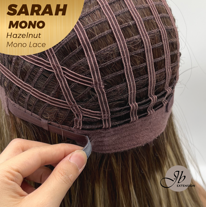 JBEXTENSION SARAH MONO Full Monofilament Wig 22 Inches Hazelnut Color Full Mono Lace Glueless With Anti-slip Silicone Strips Wig SARAH MONO HAZELNUT【BENDY EAR TABS】