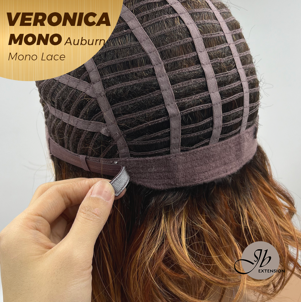 Nichole's Selection - VERONICA MONO Monofilament Handmade Wig 6X5 Full Monofilament Hand Tied Top Wig 12 Inches Auburn Wave Mono Lace Wig With Anti-slip Silicone Strips Glueless Wig VERONICA MONO AUBURN【BENDY EAR TABS】