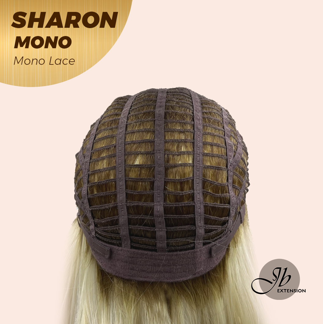 [FINAL SALE] JBEXTENSION SHARON MONO Monofilament Handmade Wig 6X5 Full Monofilament Hand Tied Top Wig 20 Inches Platinum Blonde With Dark Root Wave Mono Lace Wig With Anti-slip Silicone Strips Glueless Wig SHARON MONO【BENDY EAR TABS】