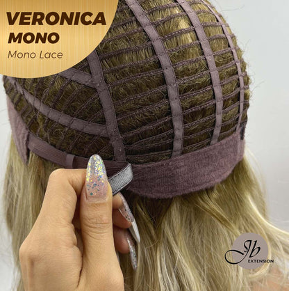 JBEXTENSION VERONICA MONO Monofilament Handmade Wig 6X5 Full Monofilament Hand Tied Top Wig 12 Inches Blonde Wave Mono Lace Wig With Anti-slip Silicone Strips Glueless Wig VERONICA MONO【BENDY EAR TABS】