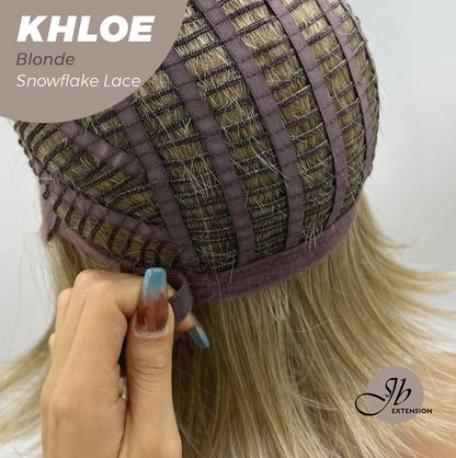 JBEXTENSION 12 Inches Bob Cut Blonde Pre-Cut Snowflake Lace Frontlace Glueless Wig KHLOE BLONDE【PERMATEASE】【BENDY EAR TABS】- M/L