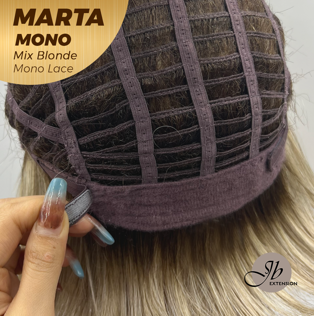 [FINAL SALE] JBEXTENSION MARTA MONO MIX BLONDE Monofilament Handmade Wig 6X5 Full Monofilament Hand Tied Top Wig 10 Inches Mix Blonde Mono Lace Handmade Futura Fiber Wig With Anti-slip Silicone Strips Glueless Wig MARTA MONO MIX BLONDE【BENDY EAR TABS】