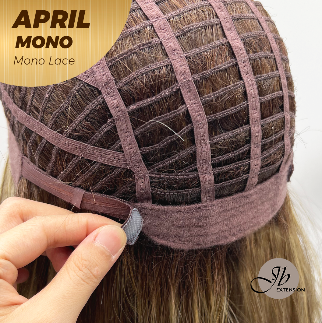 JBEXTENSION APRIL MONO Monofilament Handmade Wig 6X5 Full Monofilament Hand Tied Top Wig 18 Inches Hazelnut Mono Lace Wig With Anti-slip Silicone Strips Glueless Wig APRIL MONO HAZELNUT【BENDY EAR TABS】
