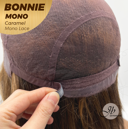 JBEXTENSION BONNIE MONO Full Monofilament Handmade Full Lace Full Hand Tied Wig 12 Inches Caramel Mono Lace Handmade Futura Fiber Glueless Wig BONNIE MONO CARAMEL【BENDY EAR TABS】