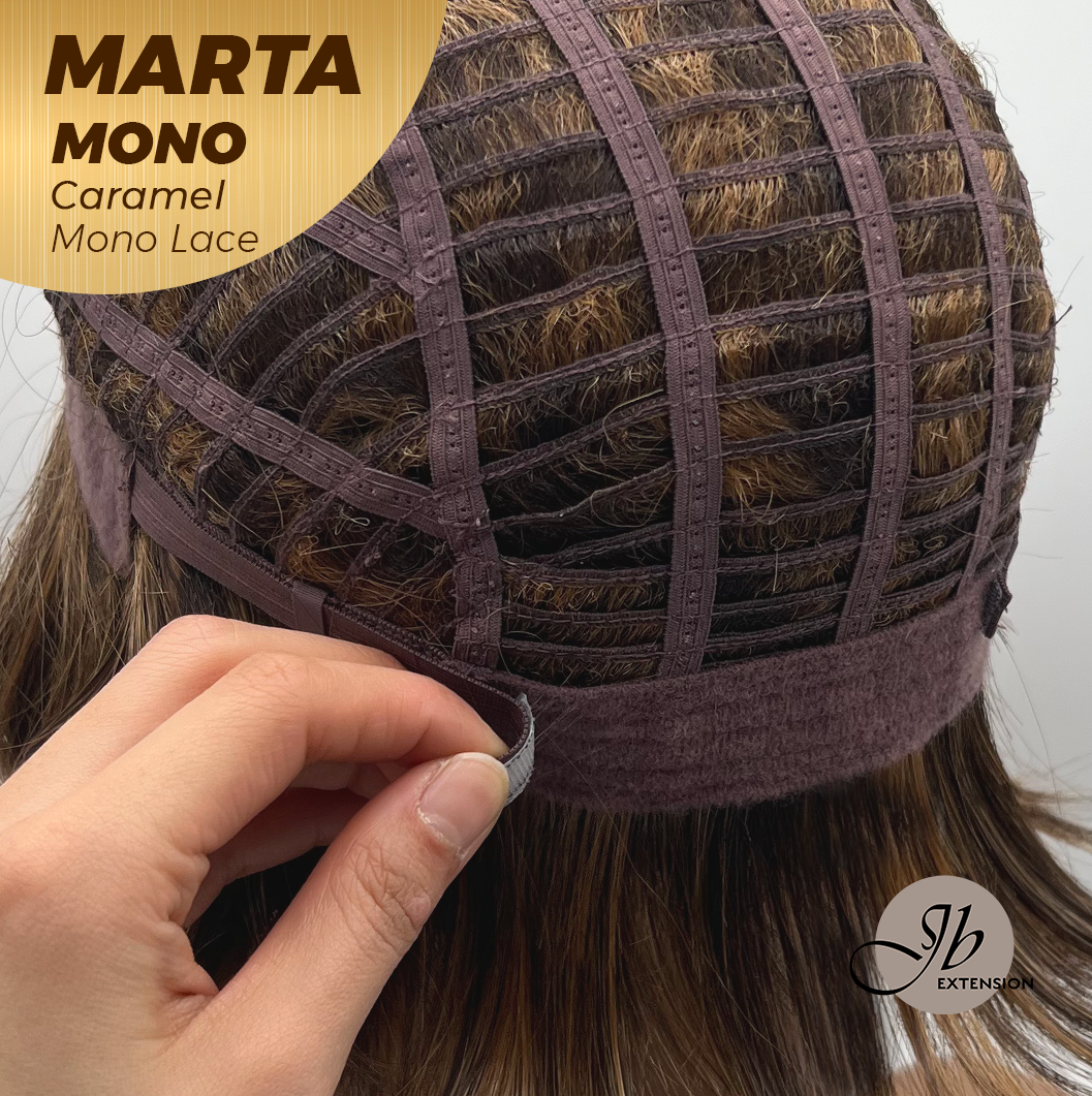 [FINAL SALE] JBEXTENSION MARTA MONO CARAMEL Monofilament Handmade Wig 6X5 Full Monofilament Hand Tied Top Wig 10 Inches Caramel Mono Lace Handmade Futura Fiber Wig With Anti-slip Silicone Strips Glueless Wig MARTA MONO CARAMEL【BENDY EAR TABS】