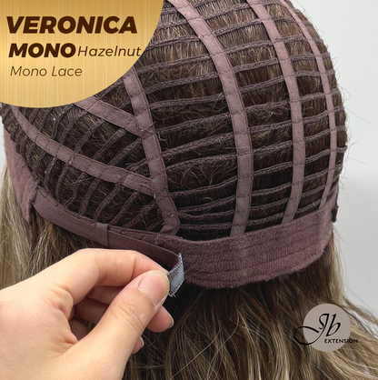 JBEXTENSION VERONICA MONO HAZELNUT Monofilament Handmade Wig 6X5 Full Monofilament Hand Tied Top Wig 12 Inches Hazelnut Wave Mono Lace Wig With Anti-slip Silicone Strips Glueless Wig VERONICA MONO HAZELNUT【BENDY EAR TABS】