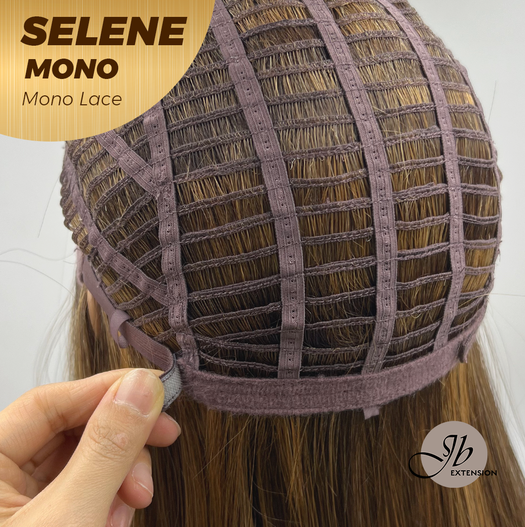 HOT OF SEASON -  SELENE MONO Monofilament Handmade Wig 6X5 Full Monofilament Hand Tied Top Wig 25 Inches Caramel Mono Lace Wig With Anti-slip Silicone Strips Glueless Wig SELENE MONO- CARAMEL【BENDY EAR TABS】