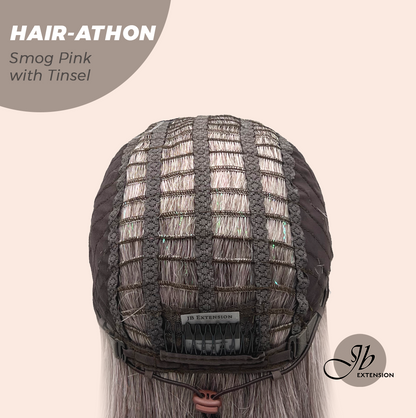 [FINAL SALE] JBEXTENSION 18 Inches Curly Smog Pink with Tinsel Headband Wig HAIR-ATHON - SMOG PINK WITH TINSEL