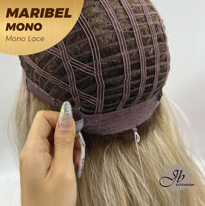 JBEXTENSION MARIBEL MONO Monofilament Handmade Wig 6X5 Full Monofilament Hand Tied Top Wig 16 Inches Blonde With Dark Root Wave Mono Lace Wig With Anti-slip Silicone Strips Glueless Wig Maribel Mono【BENDY EAR TABS】
