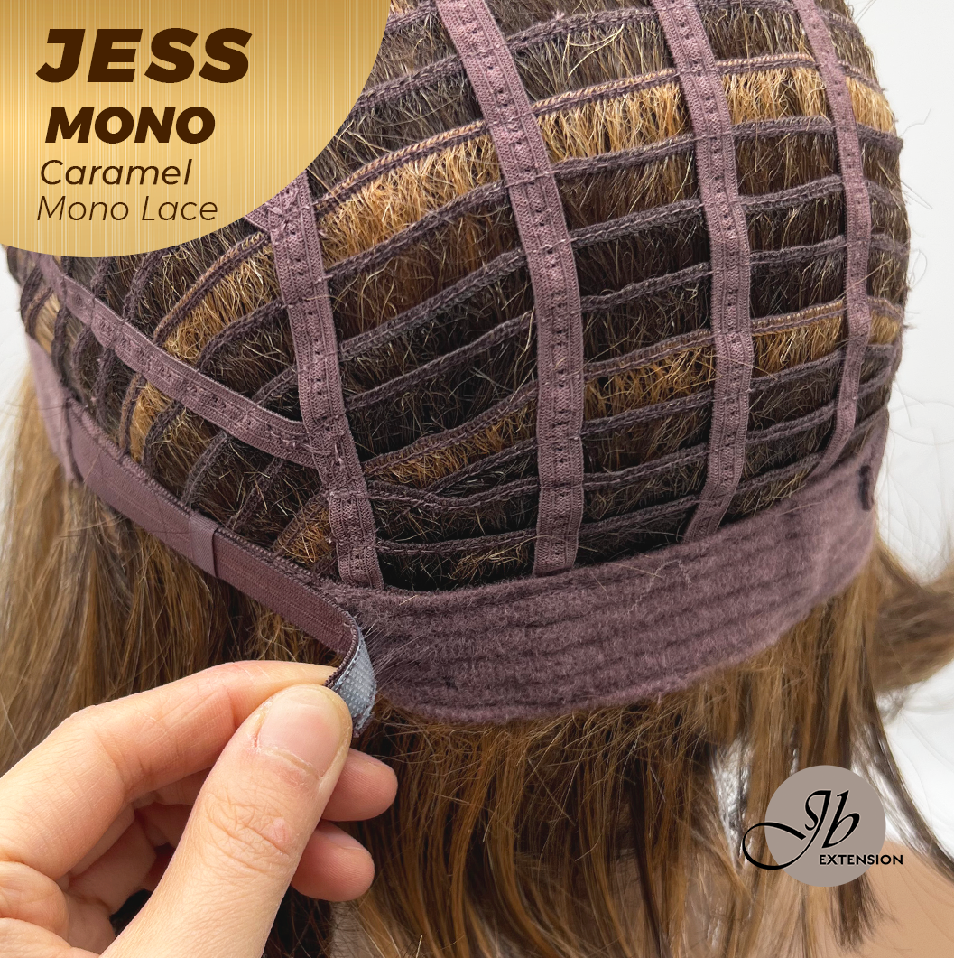 JBEXTENSION JESS MONO Monofilament Handmade Wig 6X5 Full Monofilament Hand Tied Top Wig 10 Inches Caramel Mono Lace Wig With Anti-slip Silicone Strips Glueless Wig JESS MONO CARAMEL【BENDY EAR TABS】