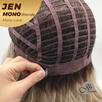 JBEXTENSION JEN MONO Monofilament Handmade Wig 6X5 Full Monofilament Hand Tied Top Wig 18 Inches Blonde Mono Lace Wig With Anti-slip Silicone Strips Glueless Wig JEN MONO BLONDE【BENDY EAR TABS】