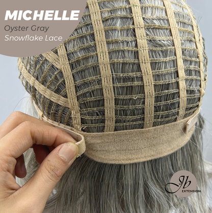 JBEXTENSION 10 Inches Oyster Gray Pre-Cut Side Part Snowflake Lace Frontlace Glueless Wig MICHELLE OYSTER GRAY【BENDY EAR TABS】