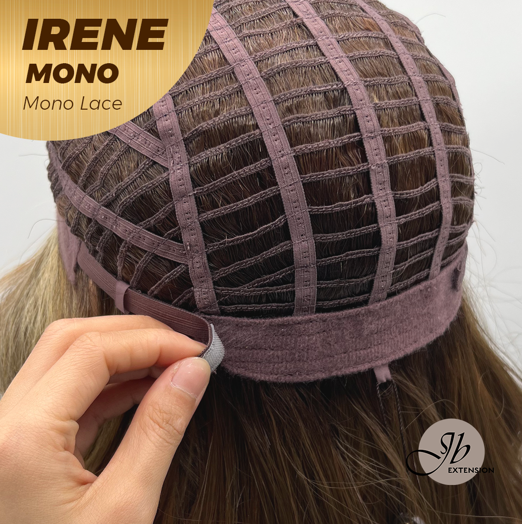 JBEXTENSION IRENE MONO Monofilament Handmade Wig 6X5 Full Monofilament Hand Tied Top Wig 19 Inches Caramel Blonde Highlight Curly Mono Lace Wig With Anti-slip Silicone Strips Glueless Wig IRENE MONO【BENDY EAR TABS】