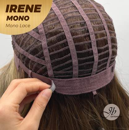 JBEXTENSION IRENE MONO Monofilament Handmade Wig 6X5 Full Monofilament Hand Tied Top Wig 19 Inches Caramel Blonde Highlight Curly Mono Lace Wig With Anti-slip Silicone Strips Glueless Wig IRENE MONO【BENDY EAR TABS】