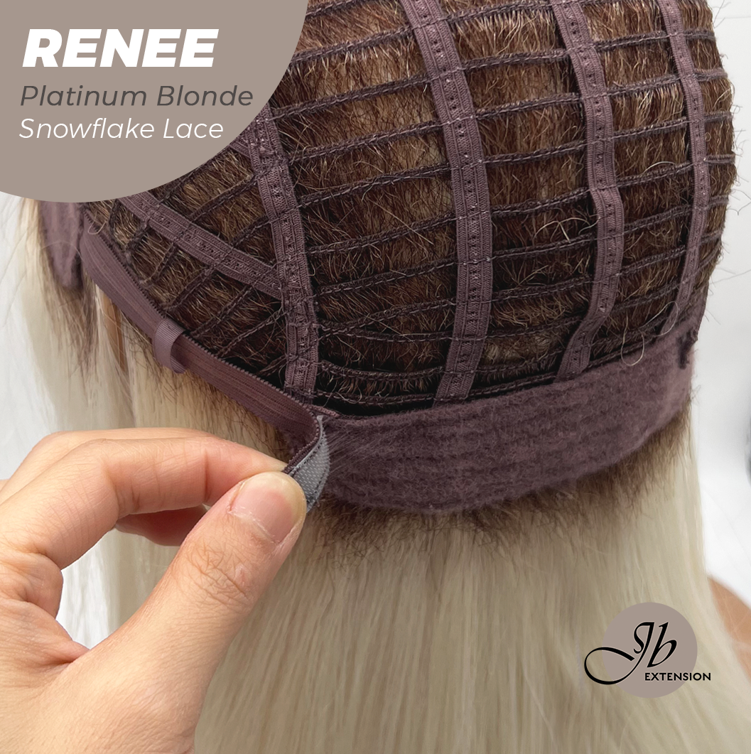 [FINAL SALE] JBEXTENSION 21 Inches Platinum Blonde Pre-Cut Arc Snowflake Lace Frontlace Glueless Wig RENEE PLATINUM BLONDE【BENDY EAR TABS】