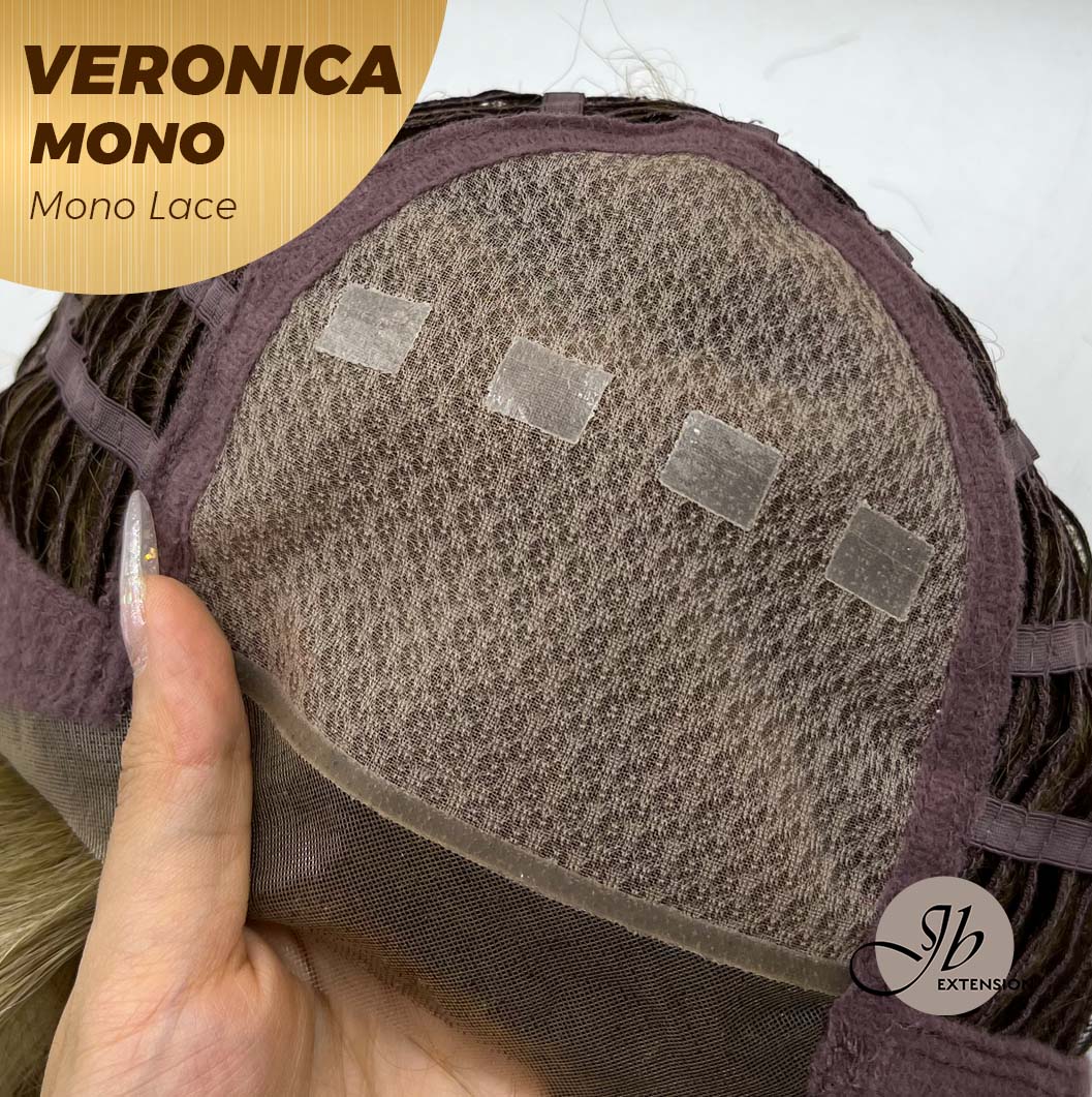 JBEXTENSION VERONICA MONO Monofilament Handmade Wig 6X5 Full Monofilament Hand Tied Top Wig 12 Inches Blonde Wave Mono Lace Wig With Anti-slip Silicone Strips Glueless Wig VERONICA MONO【BENDY EAR TABS】