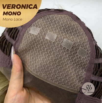 JBEXTENSION VERONICA MONO Monofilament Handmade Wig 6X5 Full Monofilament Hand Tied Top Wig 12 Inches Blonde Wave Mono Lace Wig With Anti-slip Silicone Strips Glueless Wig VERONICA MONO【BENDY EAR TABS】