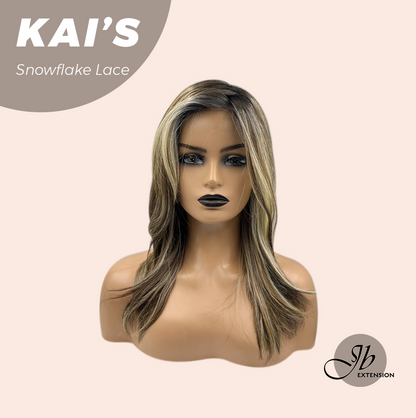 HOT OF SEASON - 18 Inches Mix Blonde Pre-Cut Snowflake Lace Frontlace Glueless Wig KAI'S【PERMATEASE】【BENDY EAR TABS】- S/M
