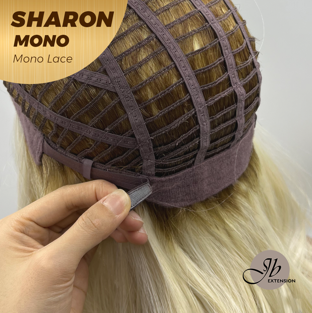 [FINAL SALE] JBEXTENSION SHARON MONO Monofilament Handmade Wig 6X5 Full Monofilament Hand Tied Top Wig 20 Inches Platinum Blonde With Dark Root Wave Mono Lace Wig With Anti-slip Silicone Strips Glueless Wig SHARON MONO【BENDY EAR TABS】