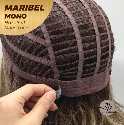 JBEXTENSION MARIBEL MONO HAZELNUT Monofilament Handmade Wig 6X5 Full Monofilament Hand Tied Top Wig 16 Inches Hazelnut Wave Mono Lace Wig With Anti-slip Silicone Strips Glueless Wig MARIBEL MONO HAZELNUT【BENDY EAR TABS】