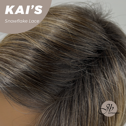 JBEXTENSION 18 Inches Mix Blonde Pre-Cut Snowflake Lace Frontlace Glueless Wig KAI'S【PERMATEASE】【BENDY EAR TABS】- M/L