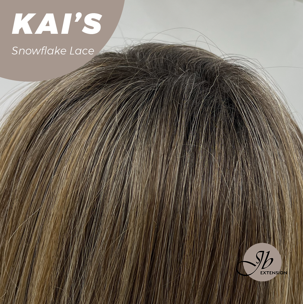 JBEXTENSION 18 Inches Mix Blonde Pre-Cut Snowflake Lace Frontlace Glueless Wig KAI'S【PERMATEASE】【BENDY EAR TABS】- M/L