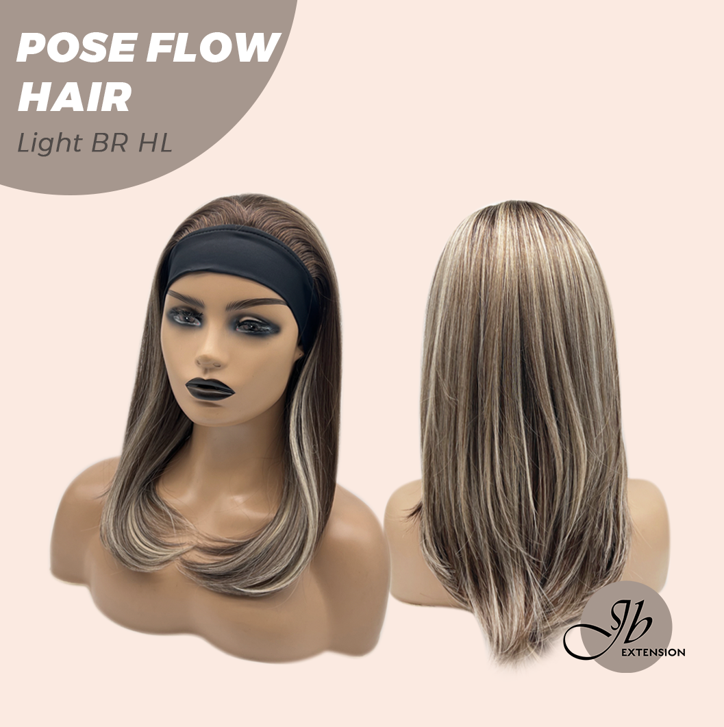 JBEXTENSION 18 Inches Light Brown Highlight Headband Wig POSE FLOW HAIR - LIGHT BROWN HIGHLIGHT