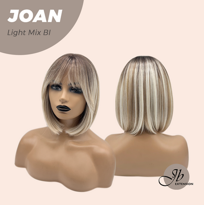 JBEXTENSION 10 Inches Bob Cut Light Mix Blonde Wig with Bangs JOAN LIGHT MIX BLONDE