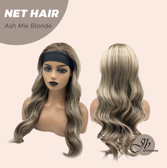 JBEXTENSION 26 Inches Long Wave Hair Ash Mix Blonde Headband Wig NET HAIR