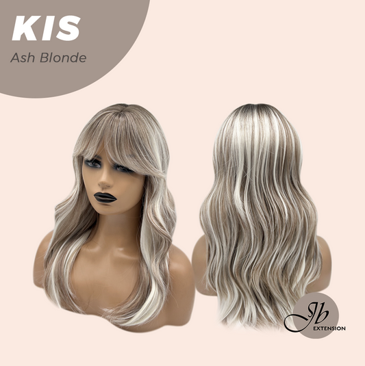 JBEXTENSION 20 Inches Wave Ash Blonde Wig with Bangs KIS ASH BLONDE