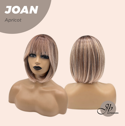 JBEXTENSION 10 Inches Bob Cut Apricot Wig with Bangs JOAN APRICOT