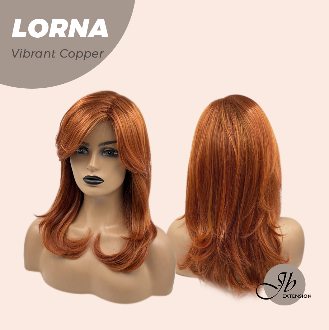 [FINAL SALE] HOT OF SEASON - 18 Inches Vibrant Copper Curly Women Fashion Full Machine Wig With Bangs LORNA VIBRANT COPPER【PLUS PERMATEASE】【BENDY EAR TABS】