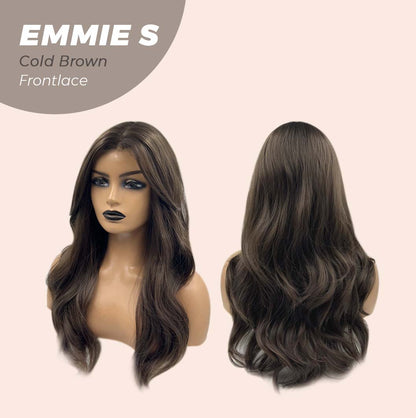 JBEXTENSION 22 Inches Curly Cold Brown Pre-Cut Frontlace Glueless Wig EMMIE S COLD BROWN