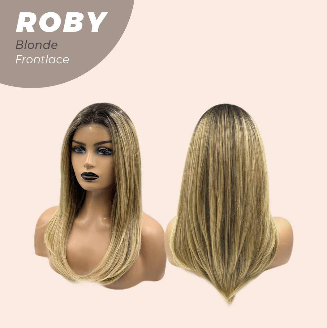 JBEXTENSION 22 Inches Blonde Medium Length Women Pre-Cut Frontlace Glueless Wig ROBY BLONDE