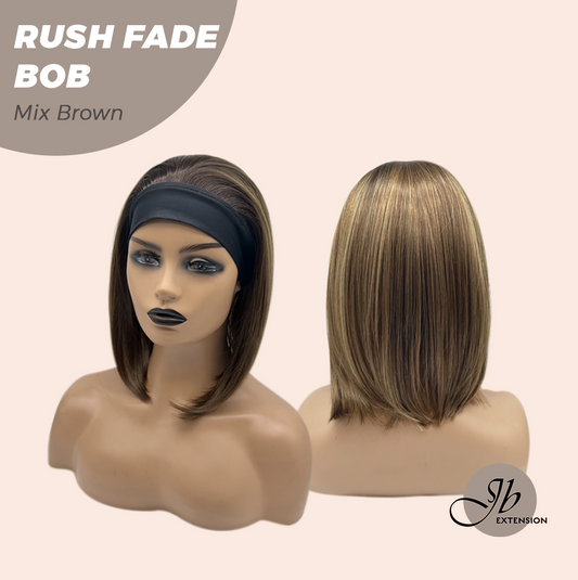 JBEXTENSION 12 Inches Short Hair Mix Brown Headband Wig RUSH FADE BOB - MIX BROWN