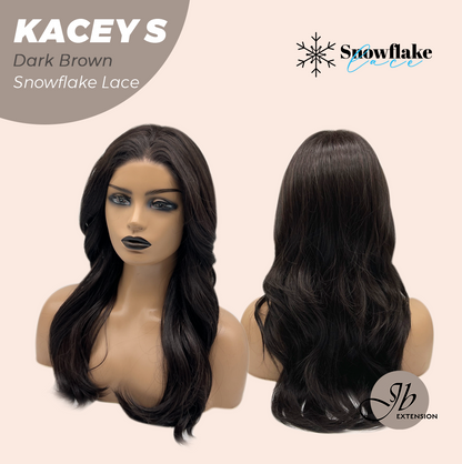 JBEXTENSION 20 Inches Dark Brown Pre-Cut Snowflake Lace Frontlace Glueless Wig KACEY S DARK BROWN【PERMATEASE】【BENDY EAR TABS】- M/L