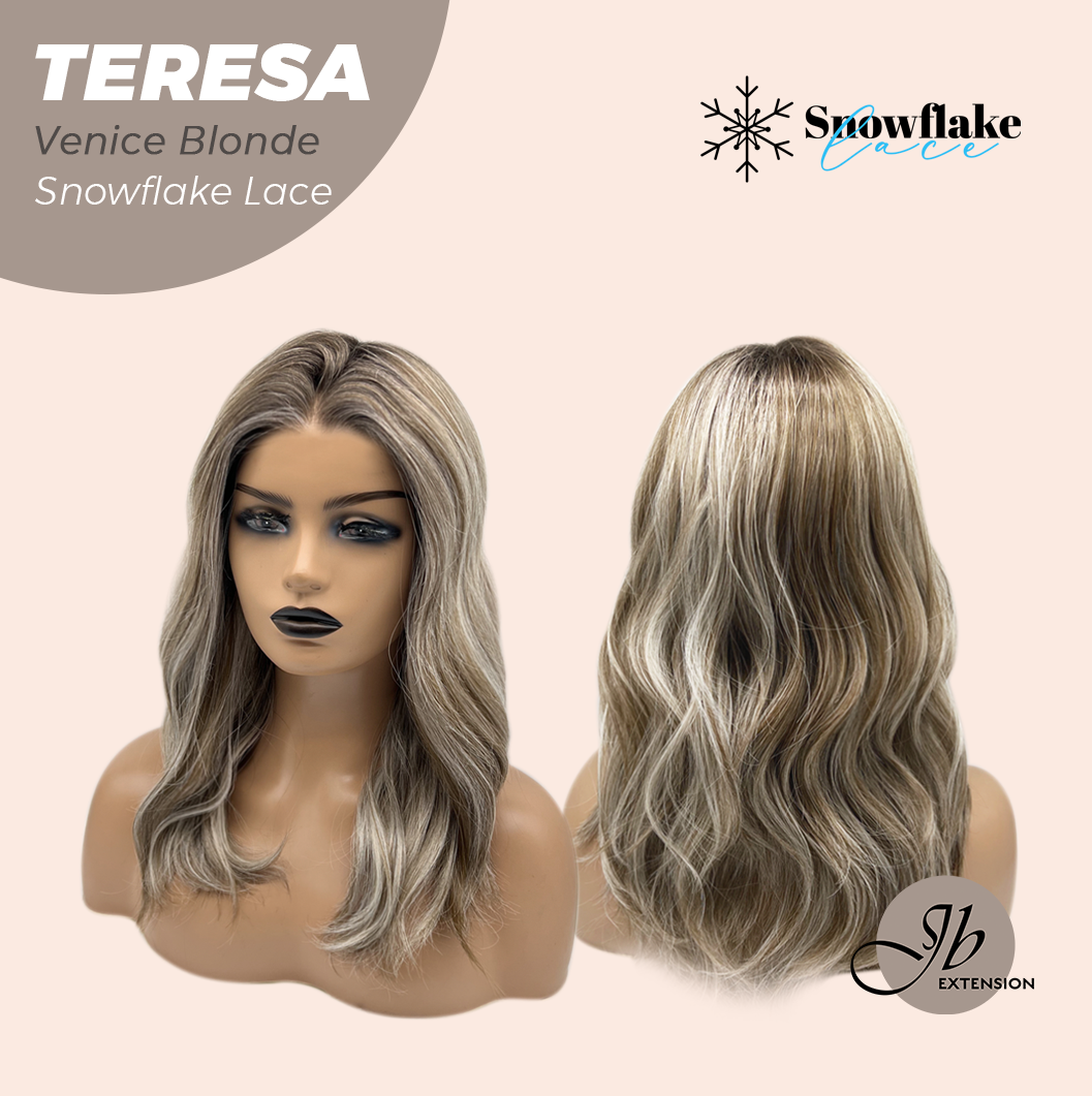 JBEXTENSION 18 Inches Venice Blonde Pre-Cut Snowflake Lace Frontlace Glueless Wig TERESA VENICE BLONDE【PERMATEASE】【BENDY EAR TABS】- M/L