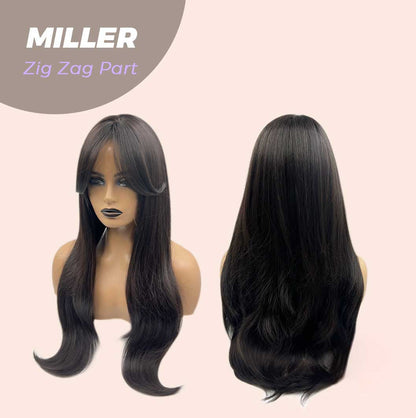 JBEXTENSION 26 Inches Soft Black Curly Wig With Bangs MILLER
