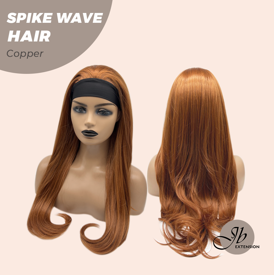 JBEXTENSION 24 Inches Long Curly Hair Copper Headband Wig SPIKE WAVE HAIR - COPPER