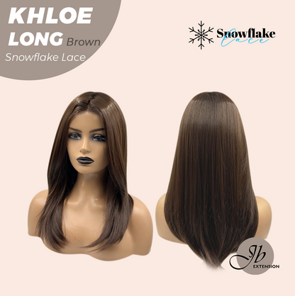 [FINAL SALE] HOT OF SEASON - 18 Inches Brown Pre-Cut Snowflake Lace Frontlace Glueless Wig KHLOE LONG BROWN【PERMATEASE】【BENDY EAR TABS】- S/M