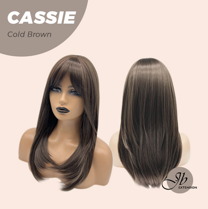 JBEXTENSION 19 Inches Long Cold Brown Wig with Bangs CASSIE COLD BROWN