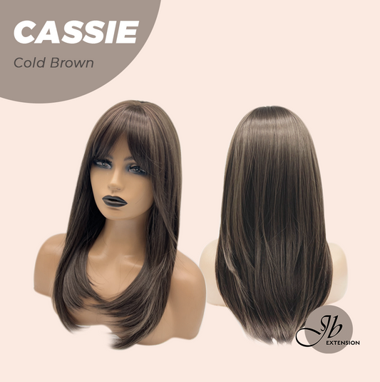 JBEXTENSION 19 Inches Long Cold Brown Wig with Bangs CASSIE COLD BROWN